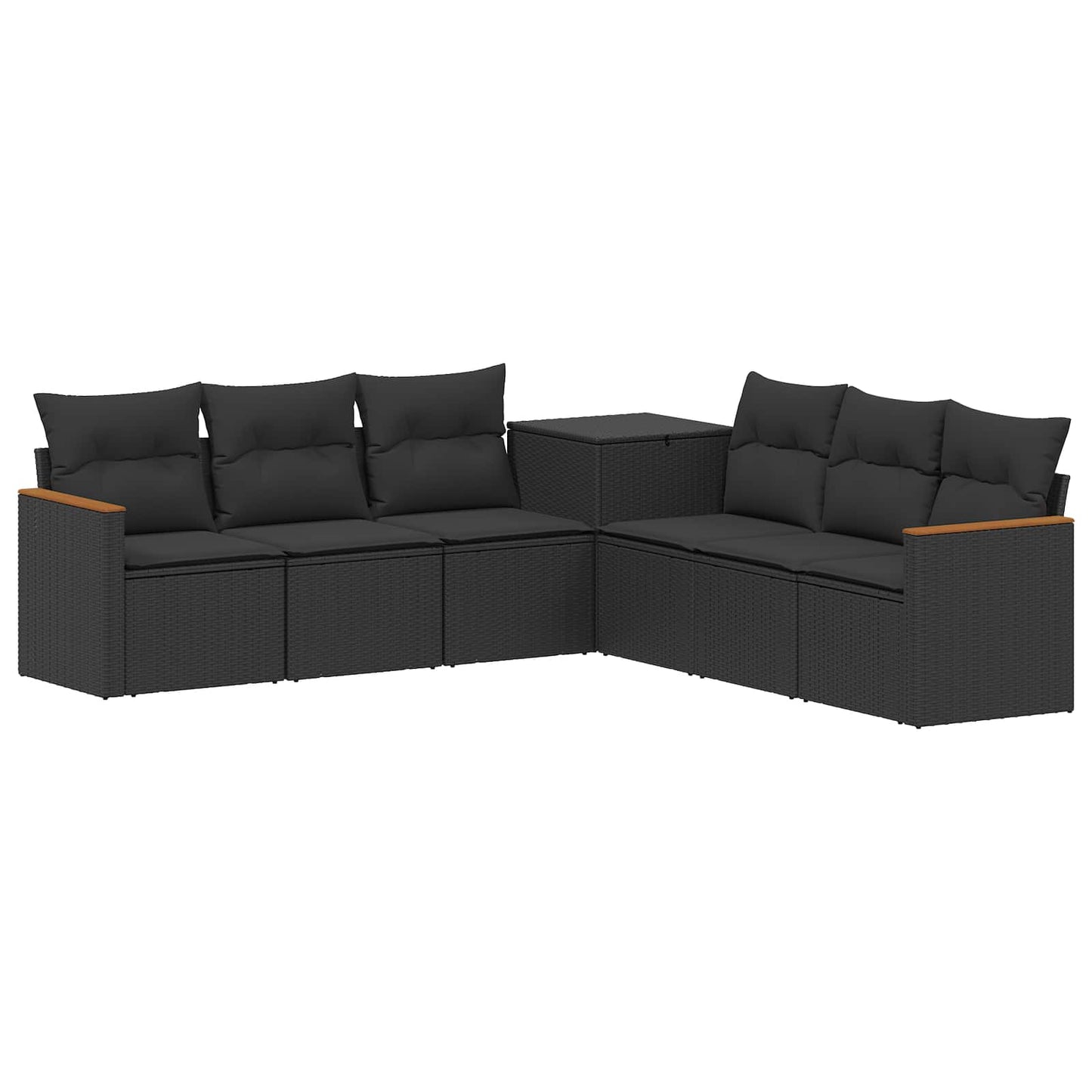 Sofa Set 7 pcs Schwarz Polyrattan und Stahl