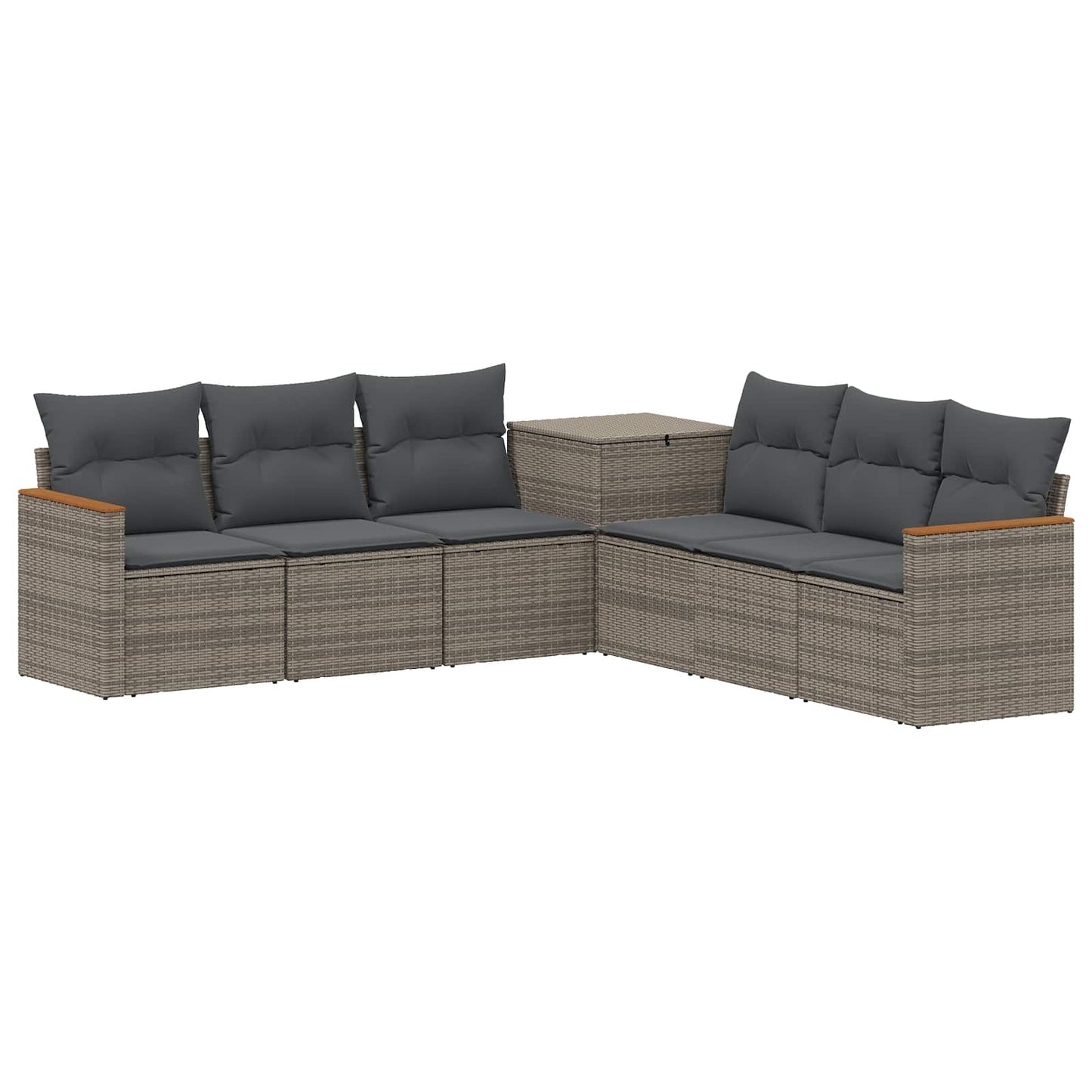 Sofa Set 7 pcs Grau und Dunkelgrau Polyrattan und Stahl