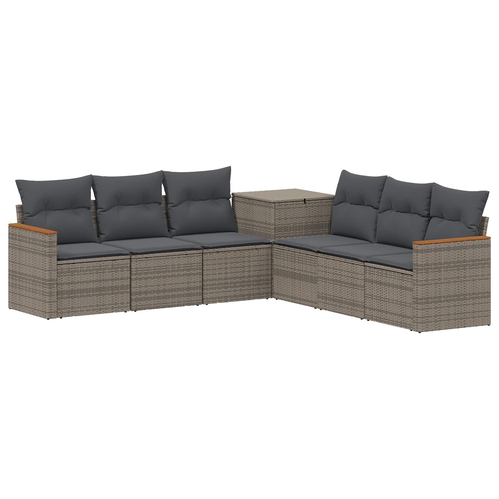 Sofa Set 7 pcs Grau und Dunkelgrau Polyrattan und Stahl