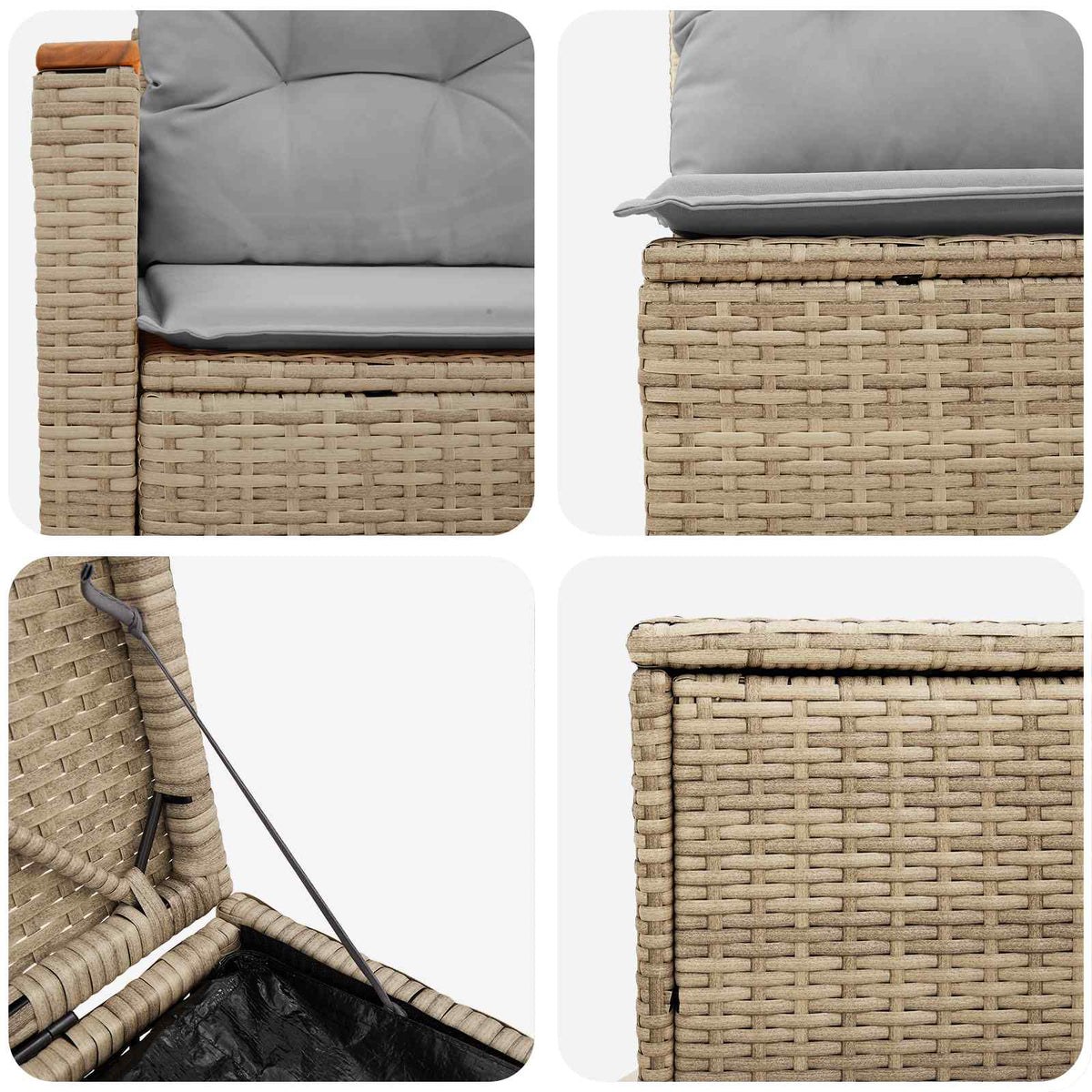 Sofa Set 7 stk. Beige und Hellgrau 123 x 62 x 69 cm
