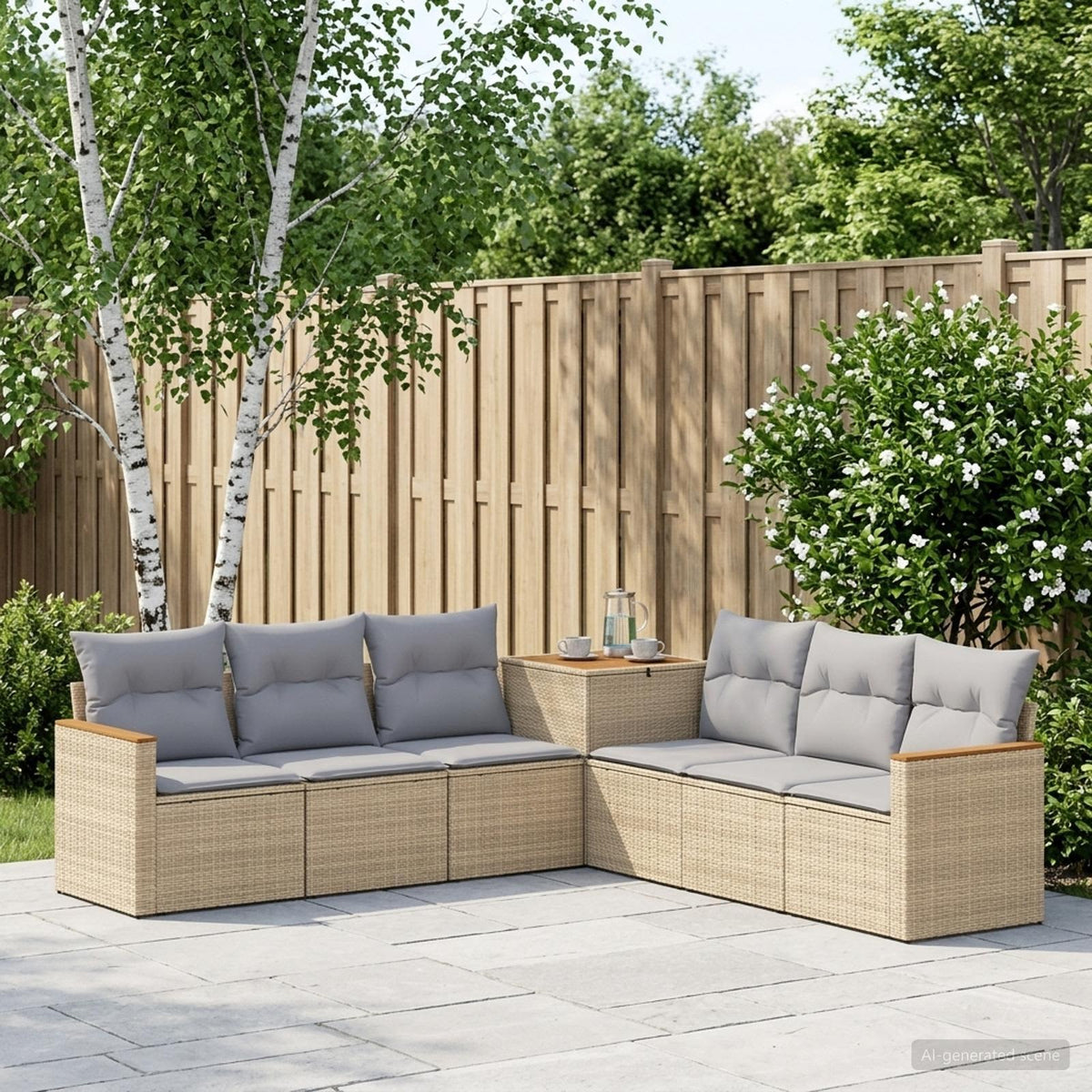 Sofa Set 7 stk. Beige und Hellgrau 123 x 62 x 69 cm