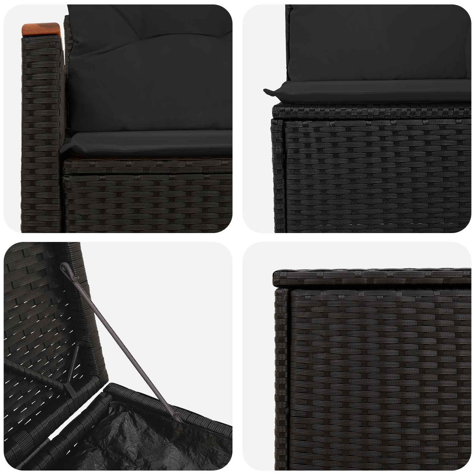 Sofa Set 7 stk. Schwarz Polyrattan und Stahl