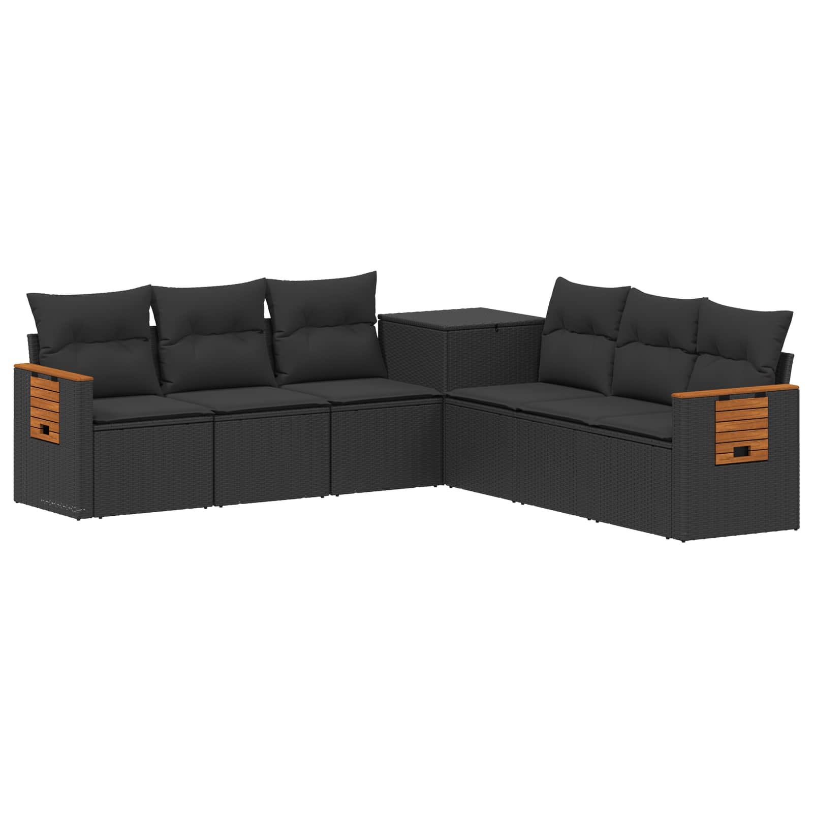 Sofa Set 7 stk. Schwarz Polyrattan und Stahl