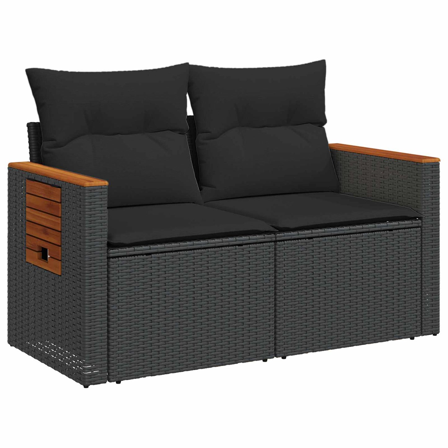 Sofa Set 7 stk. Schwarz Polyrattan und Stahl