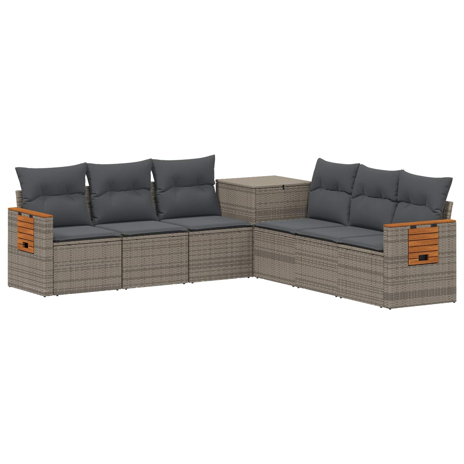 Sofa Set 7 pcs Grau und Dunkelgrau Polyrattan und Stahl