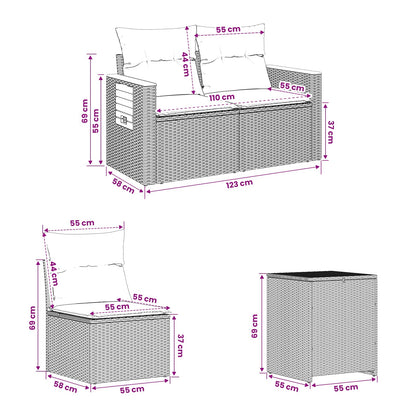Sofa Set 7 stk. Grau und Dunkelgrau 123 x 62 x 69 cm