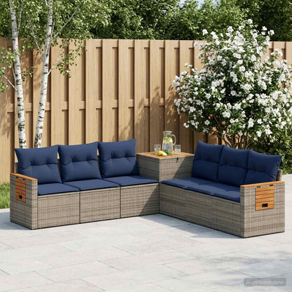 Sofa Set 7 stk. Grau und Marineblau 123 x 62 x 69 cm