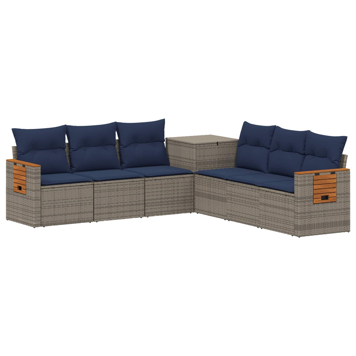 Sofa Set 7 stk. Grau und Marineblau 123 x 62 x 69 cm
