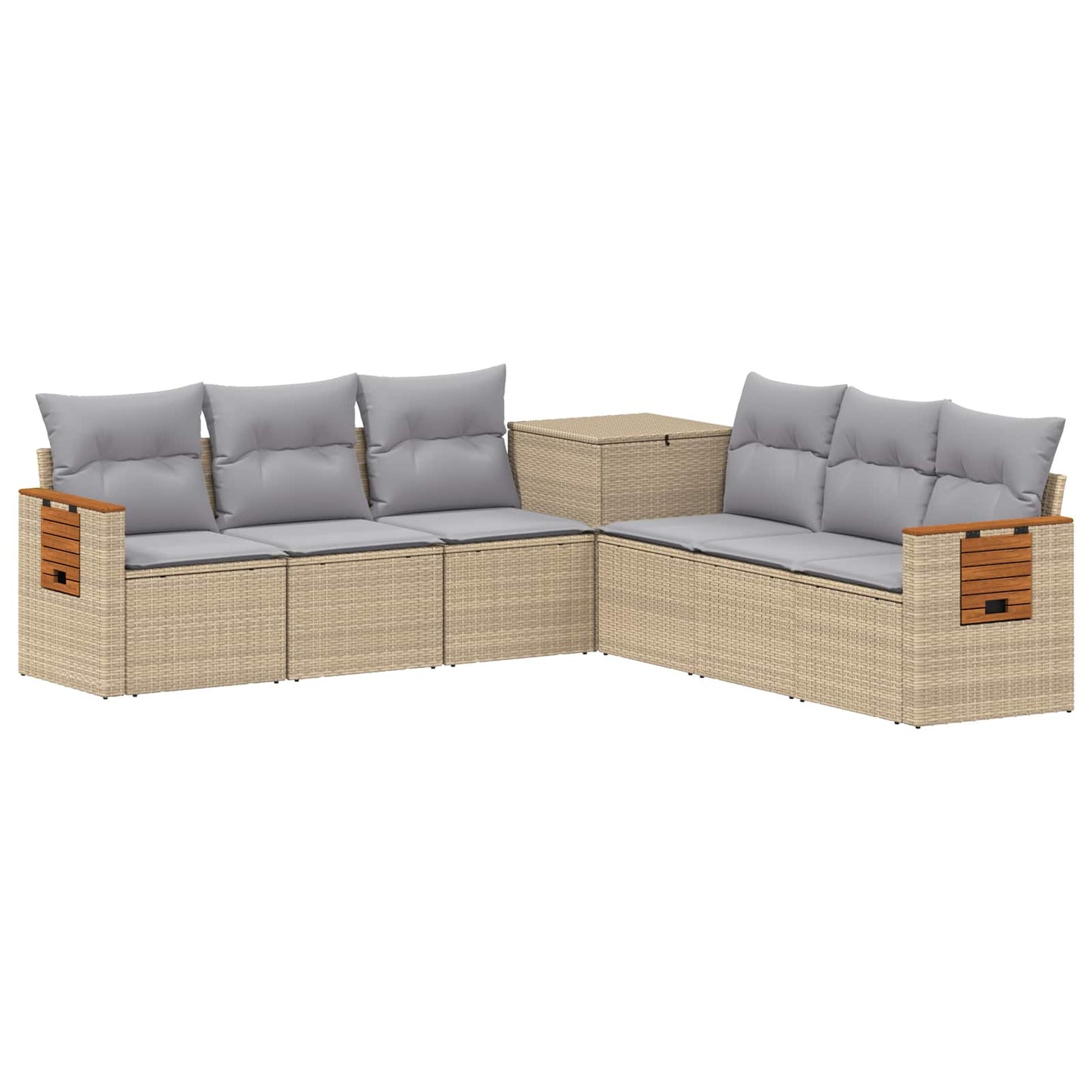 Sofa Set 7 pcs Beige und Hellgrau Polyrattan und Stahl