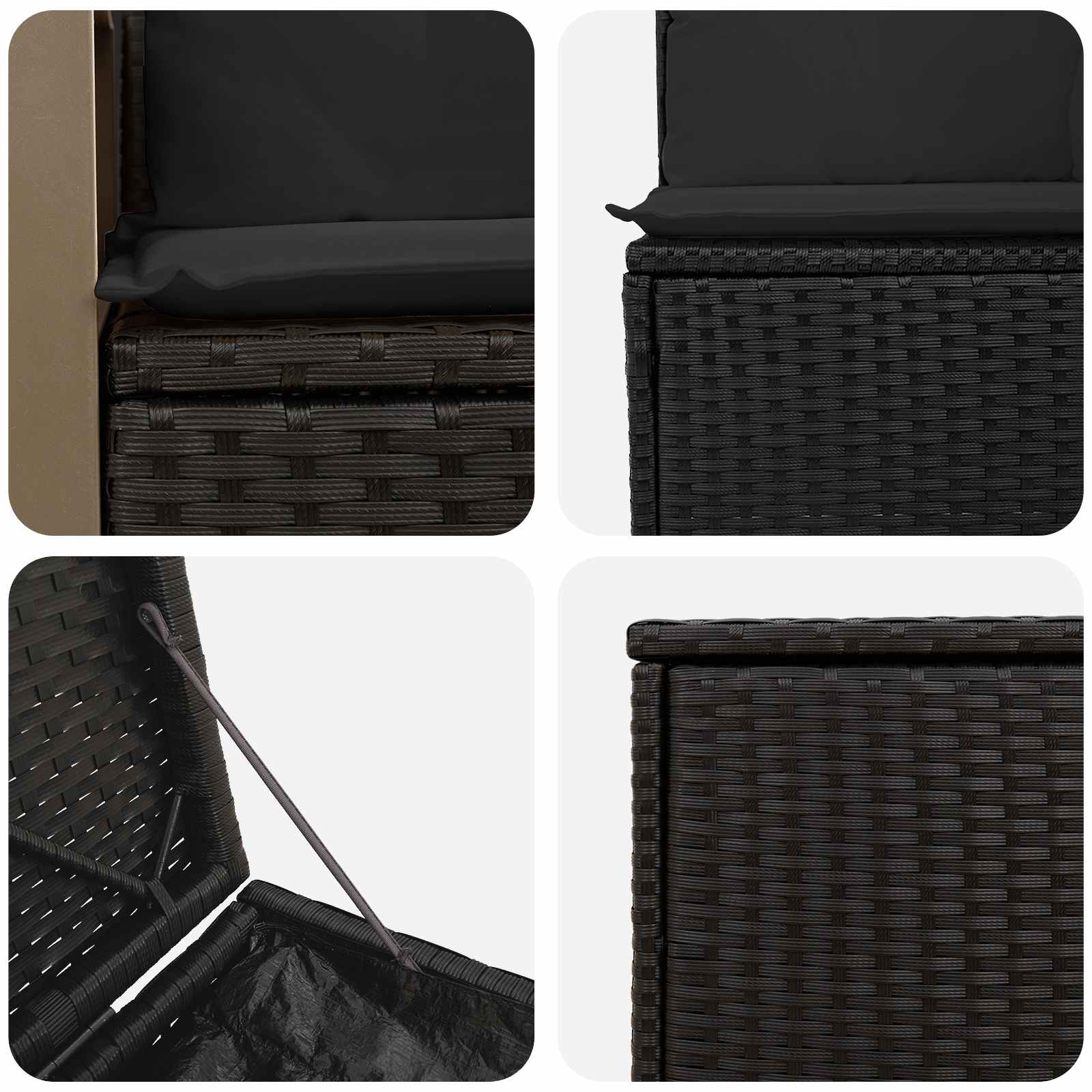 Sofa Set 7 stk. Schwarz Polyrattan und Stahl