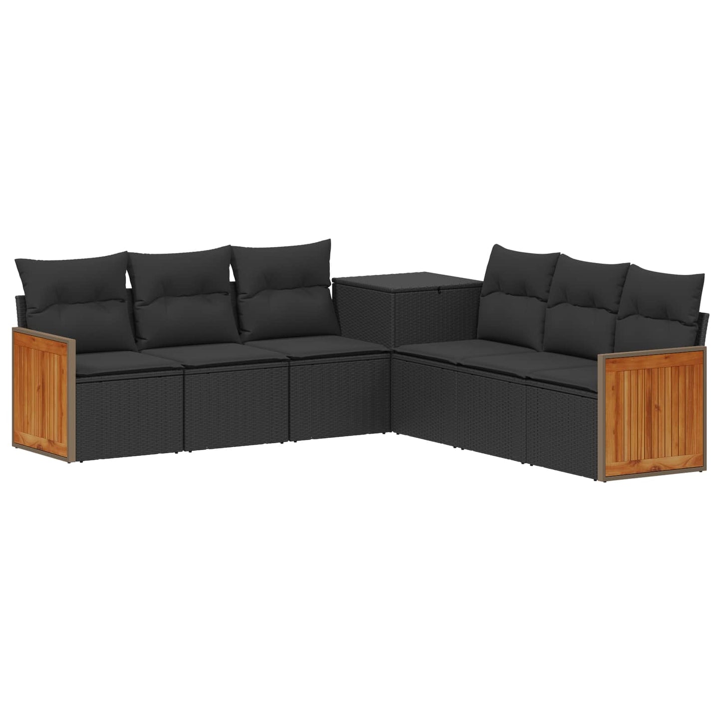 Sofa Set 7 stk. Schwarz Polyrattan und Stahl