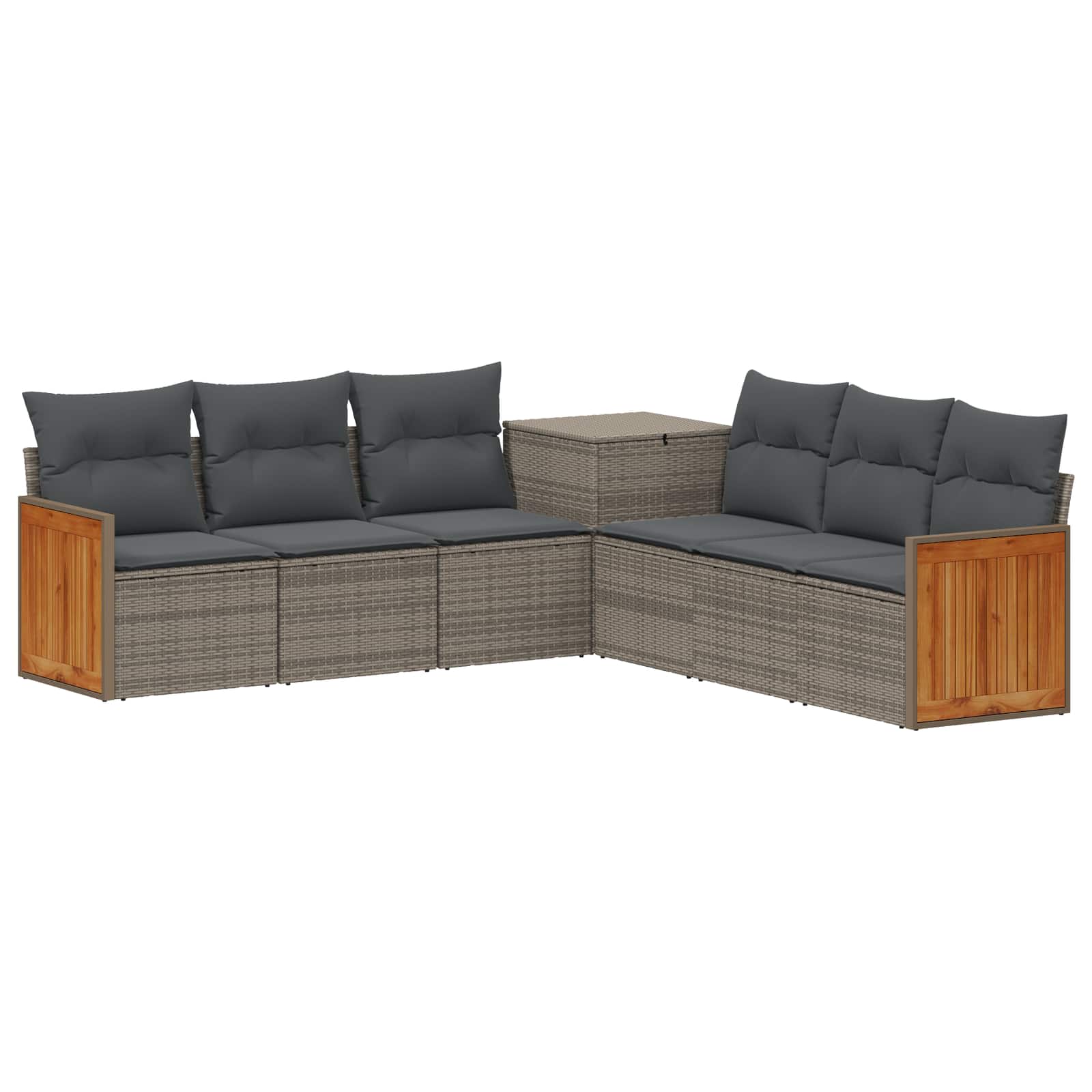 Sofa Set 7 pcs Grau und Dunkelgrau Polyrattan und Stahl