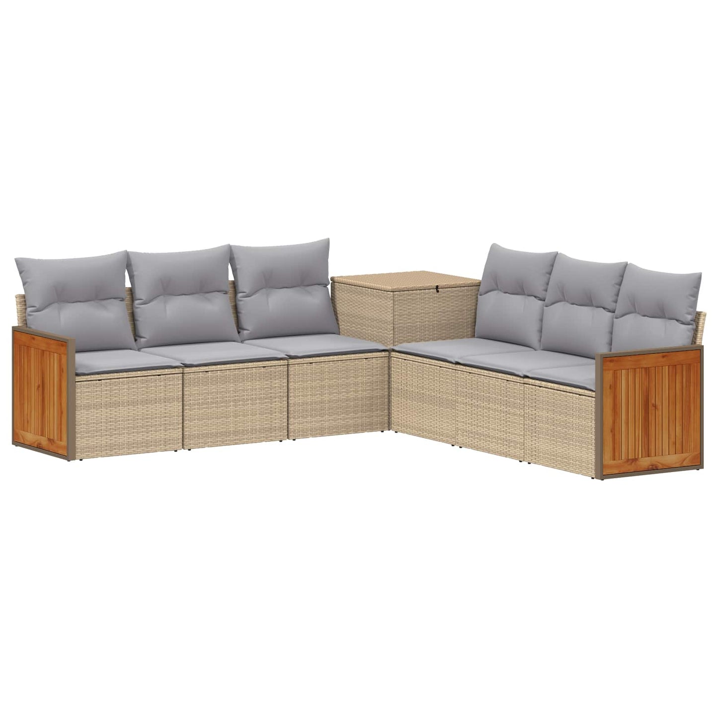 Sofa Set 7 pcs Beige und Hellgrau Polyrattan und Stahl