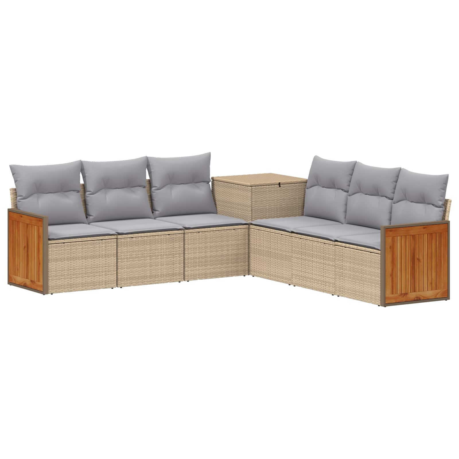 Sofa Set 7 pcs Beige und Hellgrau Polyrattan und Stahl