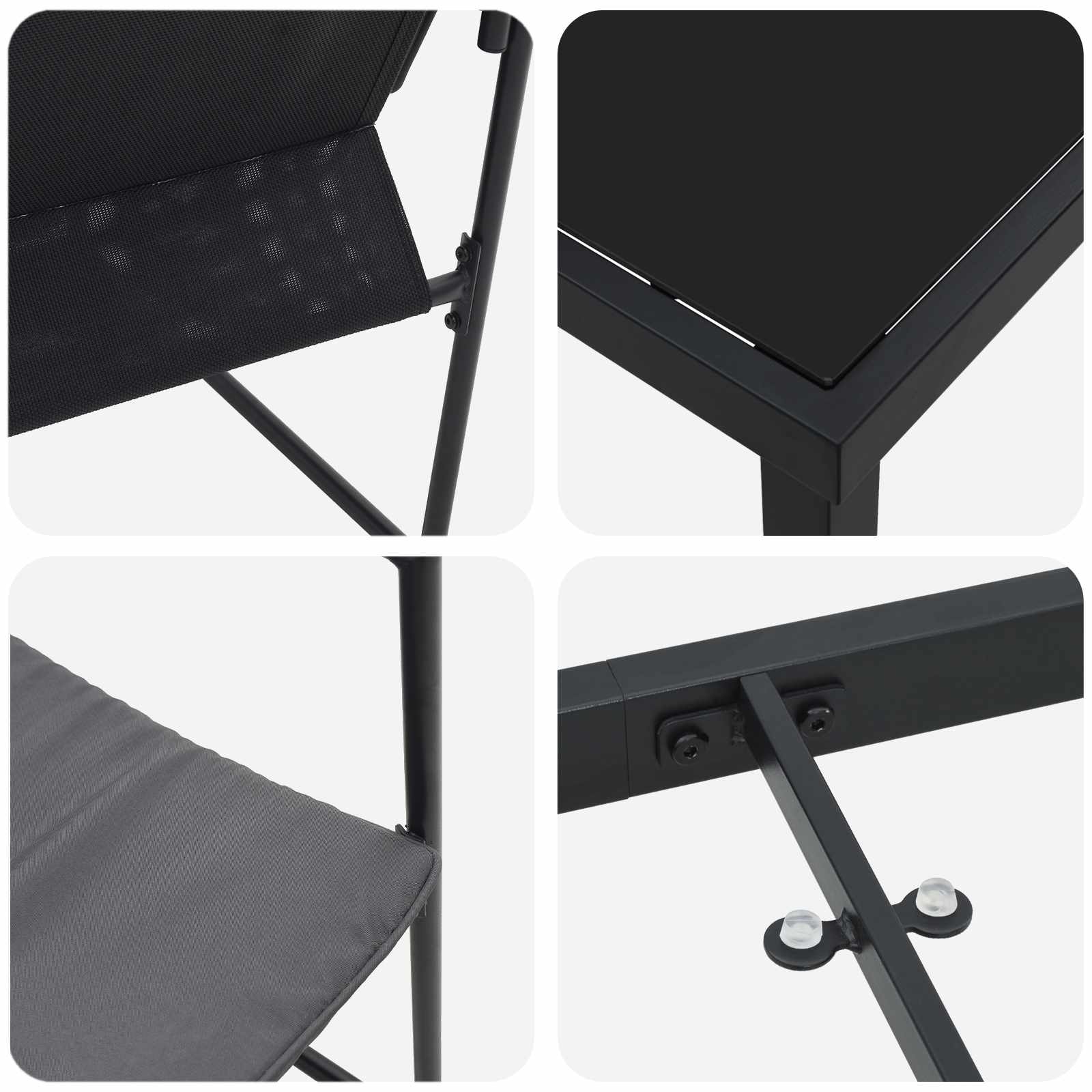 Garten Essgruppe 5 pcs Schwarz und Anthrazit 140 x 70 x 73 cm