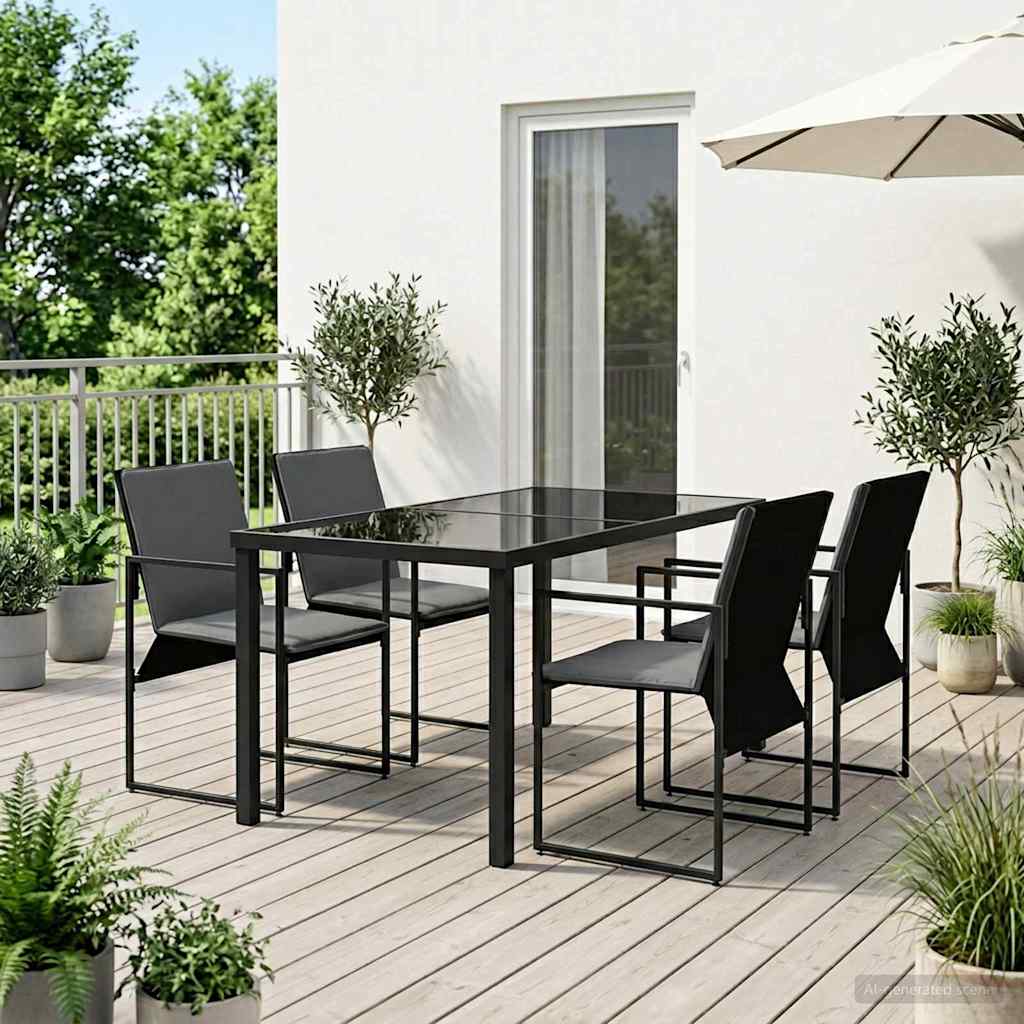 Garten Essgruppe 5 pcs Schwarz und Anthrazit 140 x 70 x 73 cm
