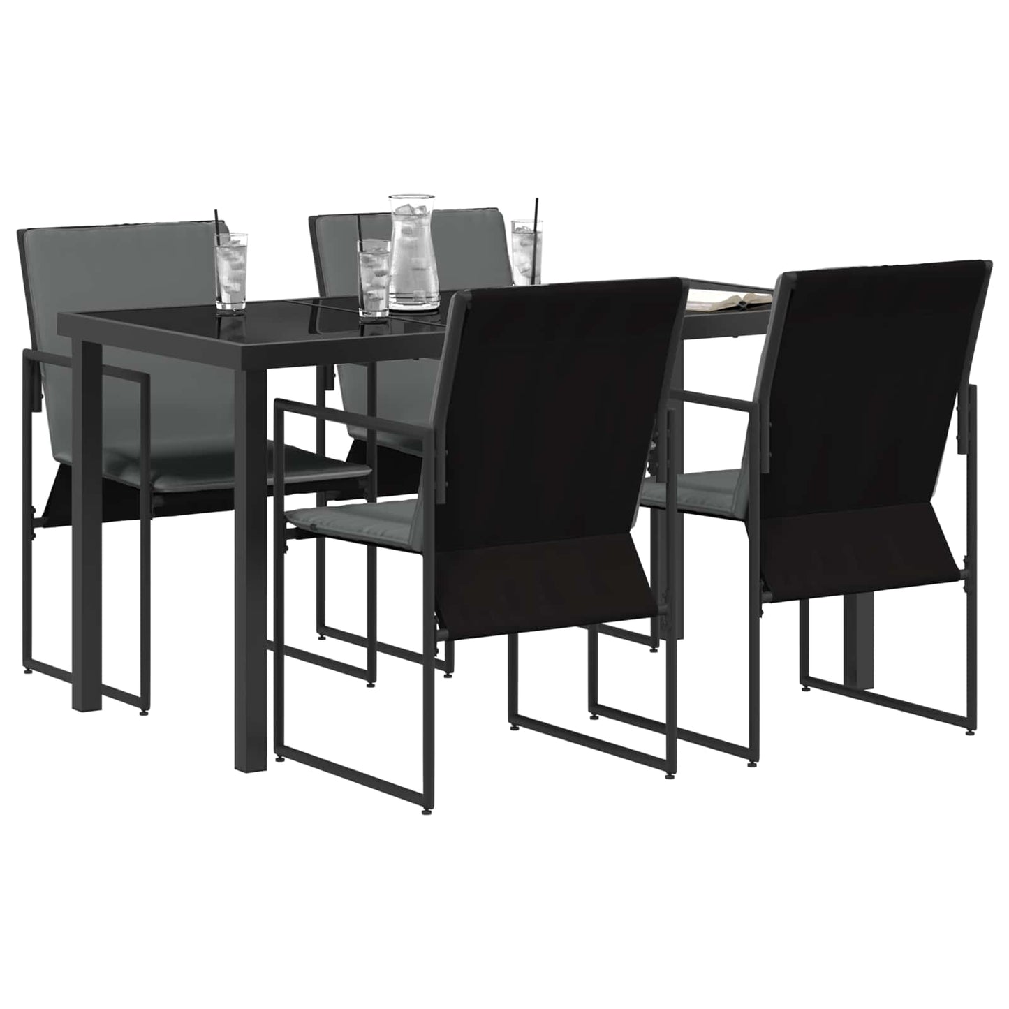 Garten Essgruppe 5 pcs Schwarz und Anthrazit 140 x 70 x 73 cm