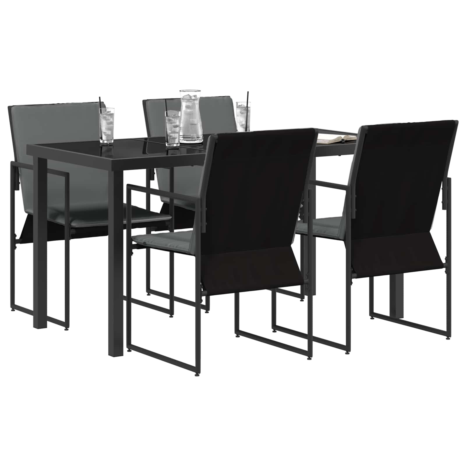 Garten Essgruppe 5 pcs Schwarz und Anthrazit 140 x 70 x 73 cm