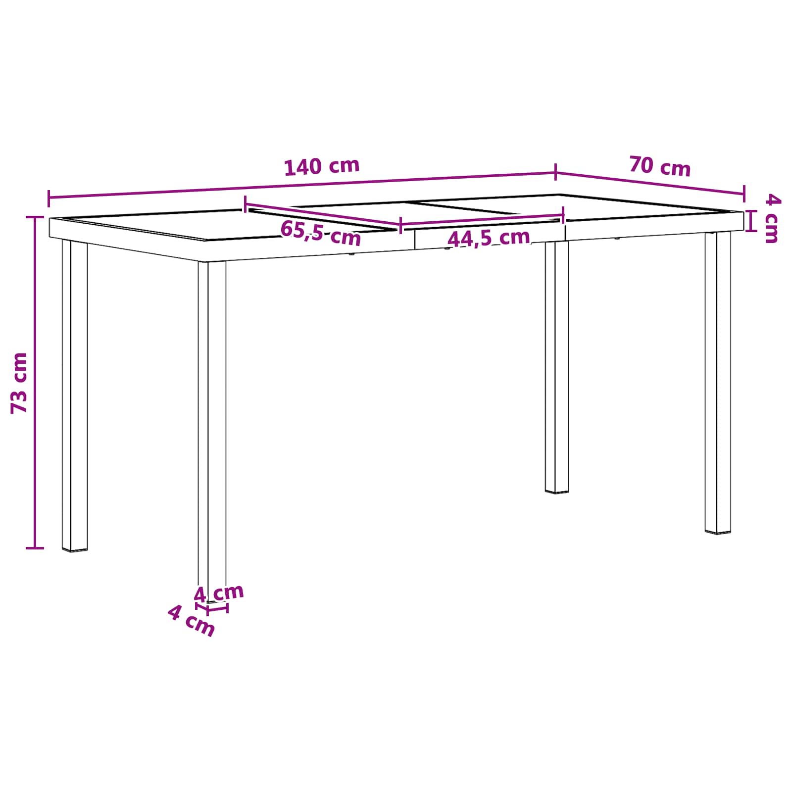 Garten Essgruppe 5 pcs Schwarz und Anthrazit 140 x 70 x 73 cm