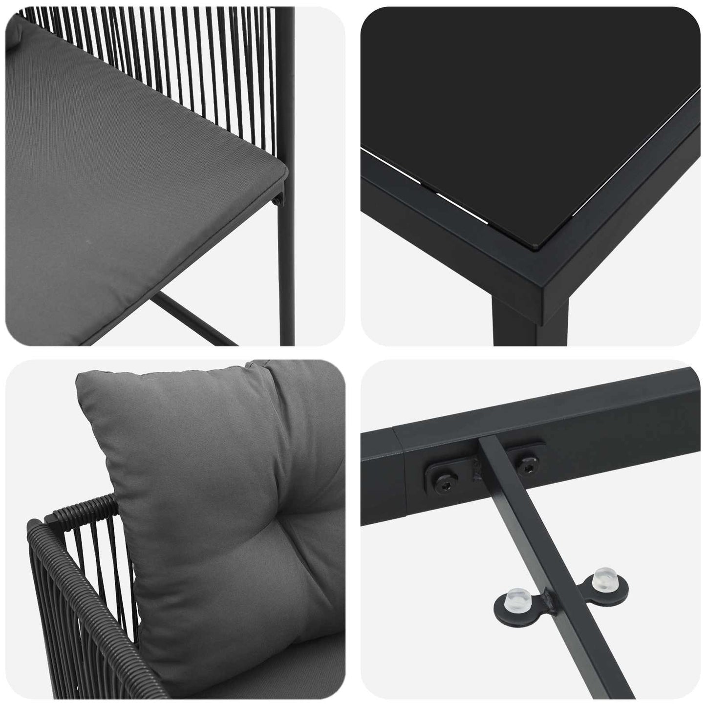 Garten Essgruppe 5 pcs Schwarz und Anthrazit 140 x 80 x 73 cm
