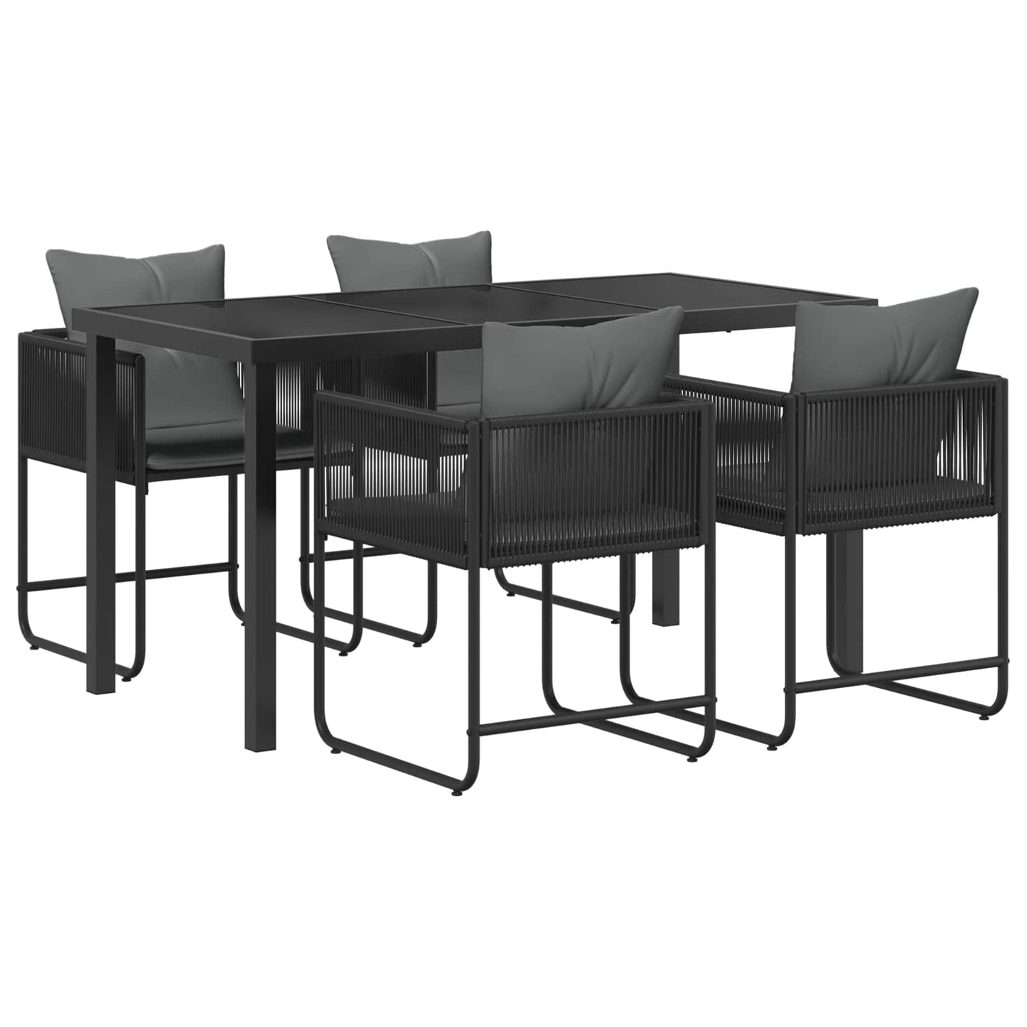 Garten Essgruppe 5 pcs Schwarz und Anthrazit 140 x 80 x 73 cm