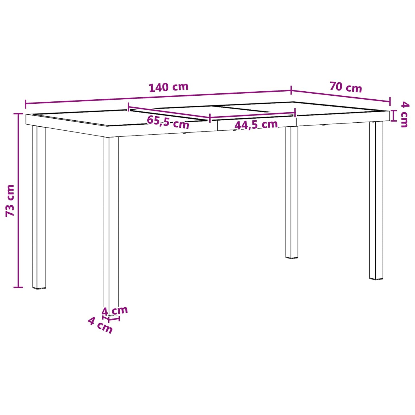 Garten Essgruppe 5 pcs Schwarz und Anthrazit 140 x 80 x 73 cm