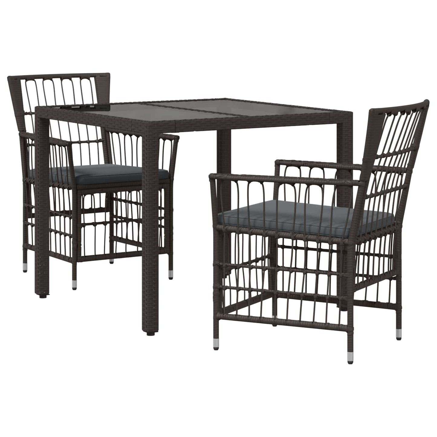 Outdoor-Essgruppe 3 Stk. Schwarz Poly-Rattan