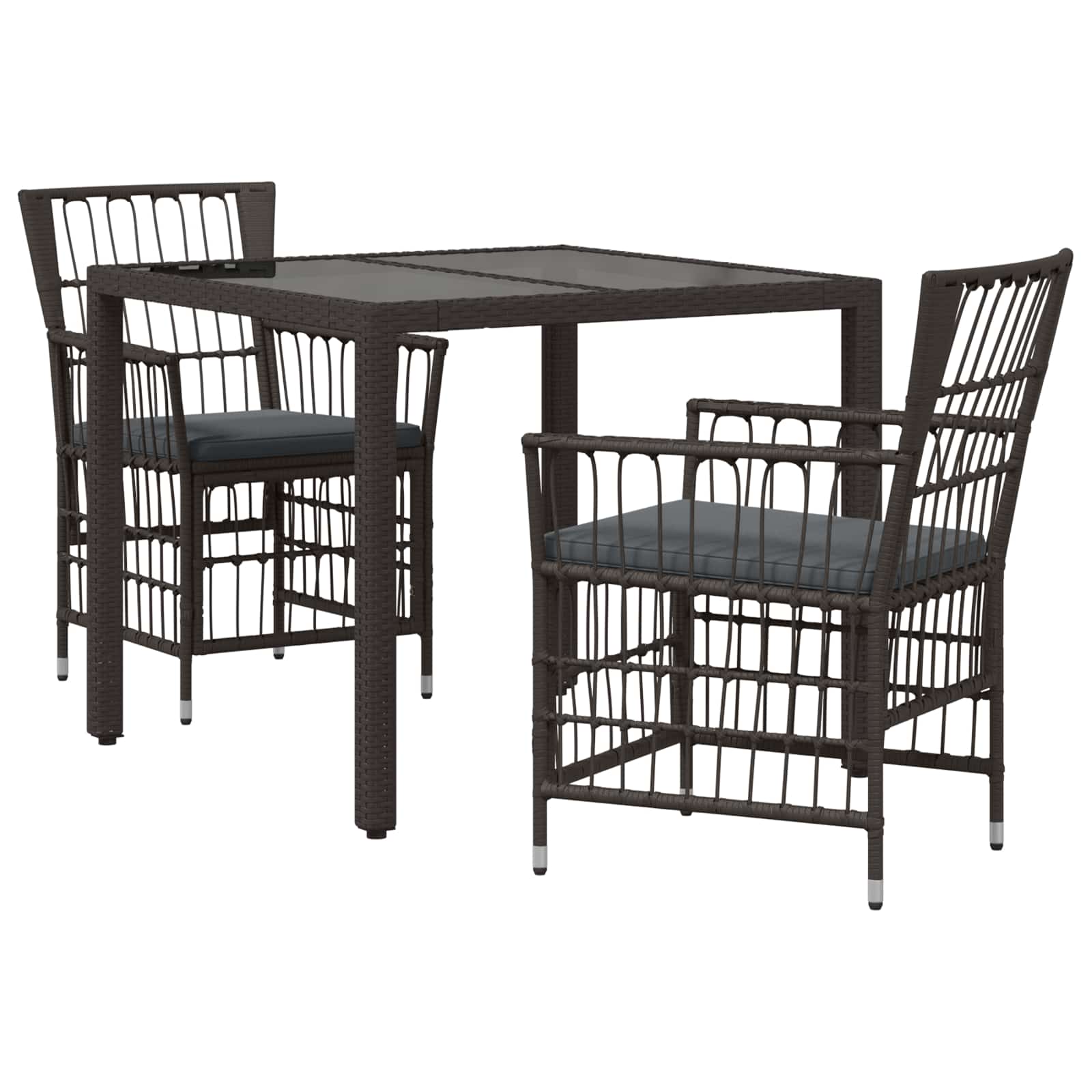 Outdoor-Essgruppe 3 Stk. Schwarz Poly-Rattan