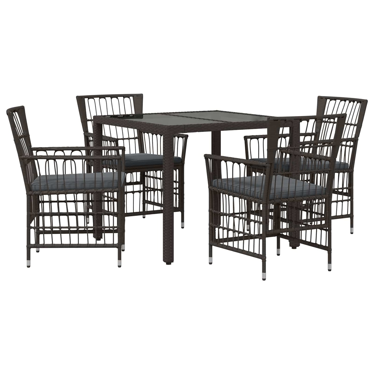 Outdoor-Essgruppe 5 Stk. Schwarz Poly-Rattan