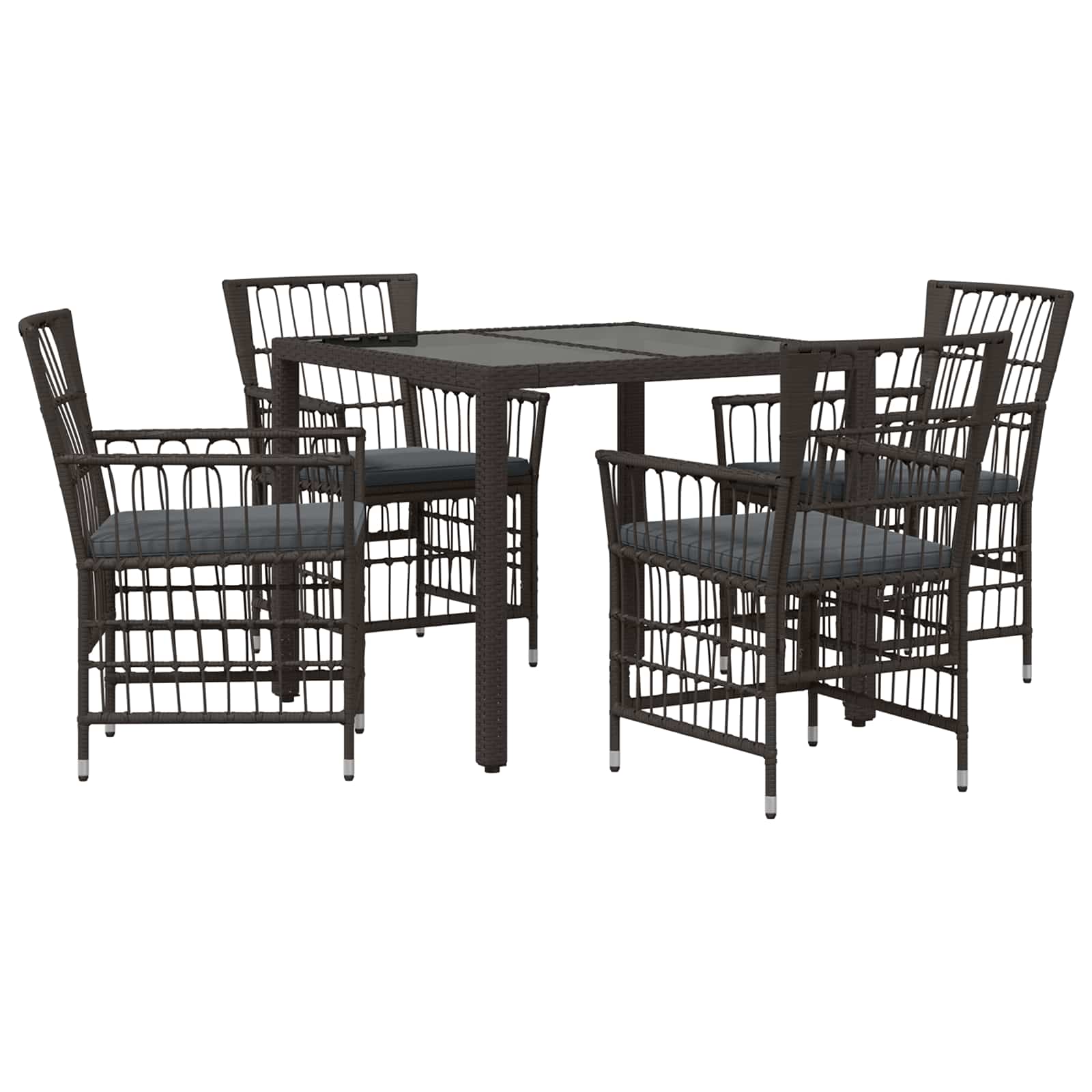 Outdoor-Essgruppe 5 Stk. Schwarz Poly-Rattan