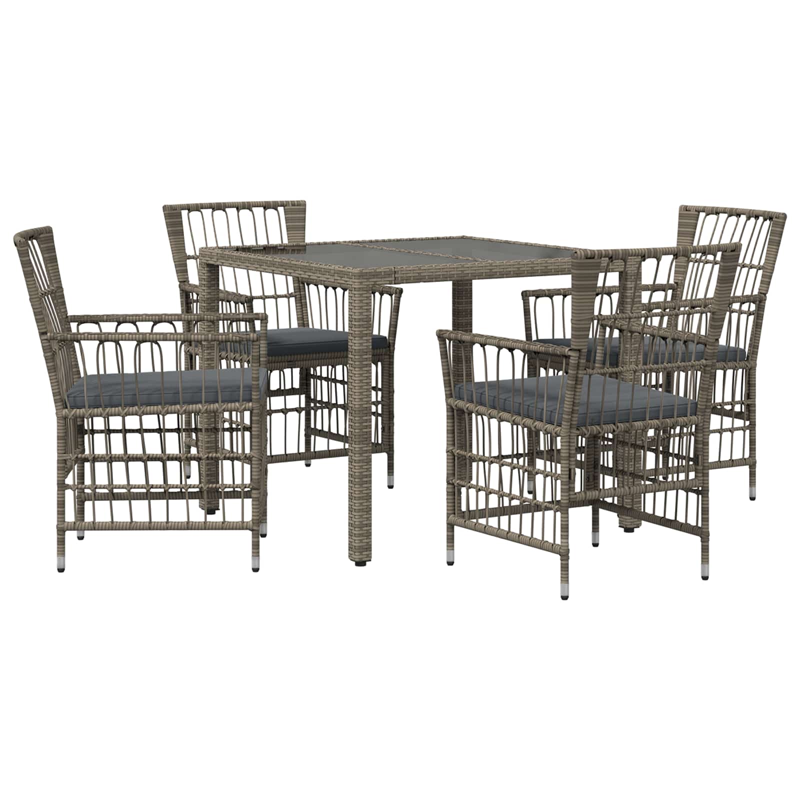 Outdoor-Essgruppe 5 Stk. Grau Poly-Rattan