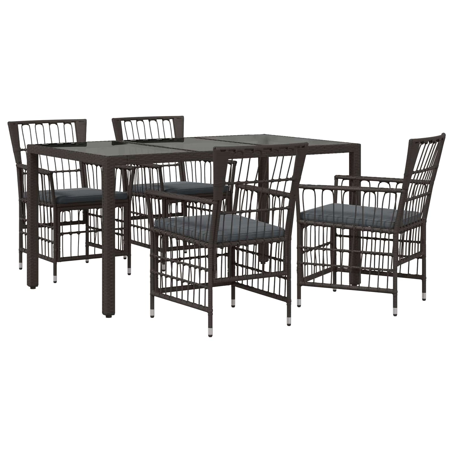 Outdoor-Essgruppe 5 Stk. Schwarz Poly-Rattan