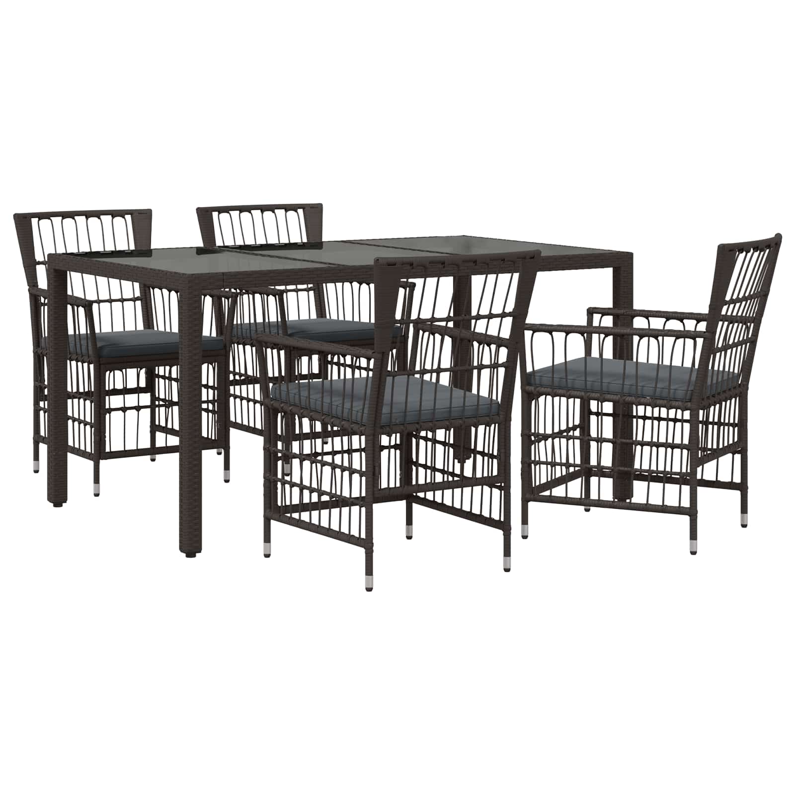 Outdoor-Essgruppe 5 Stk. Schwarz Poly-Rattan