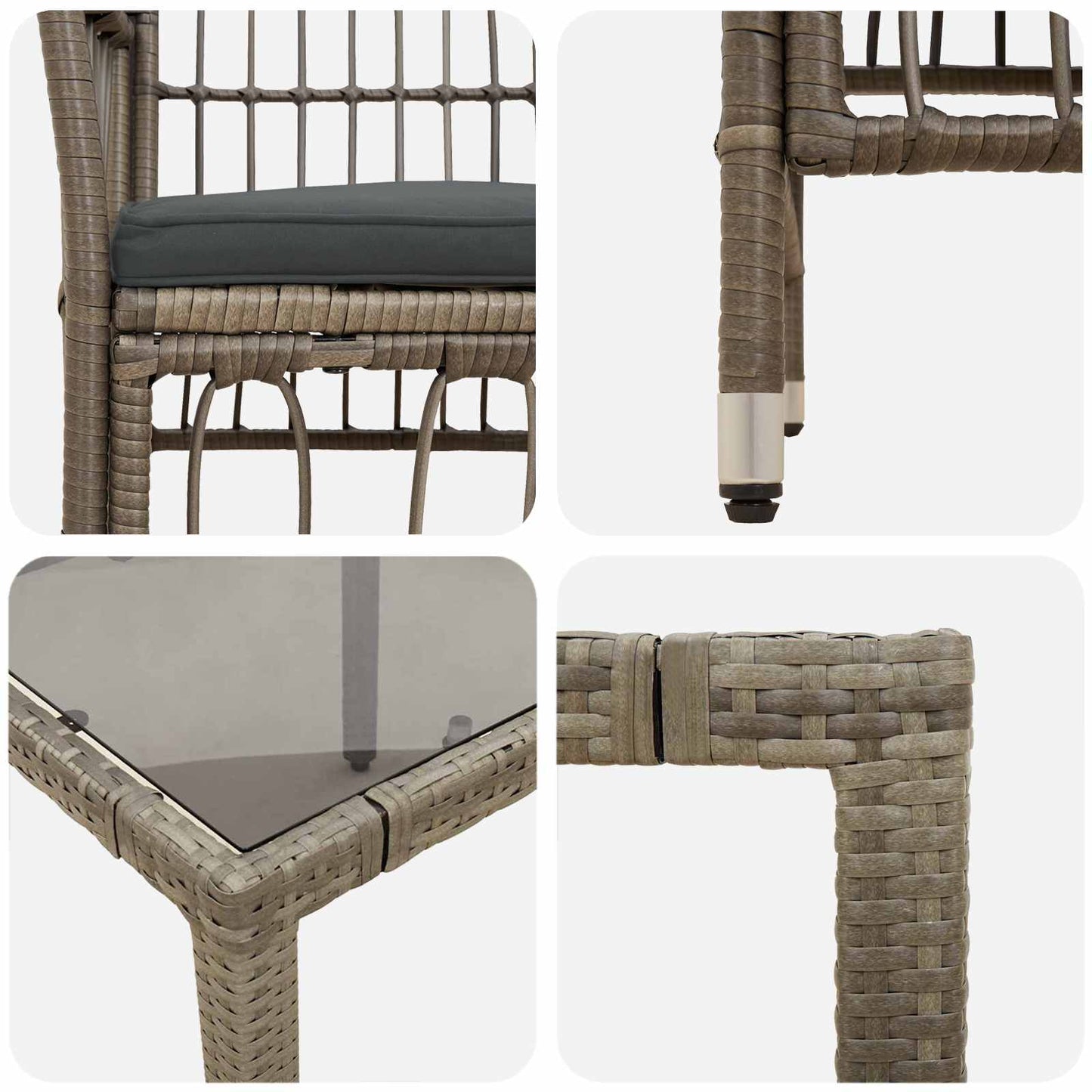 Outdoor-Essgruppe 5 Stk. Grau Poly-Rattan