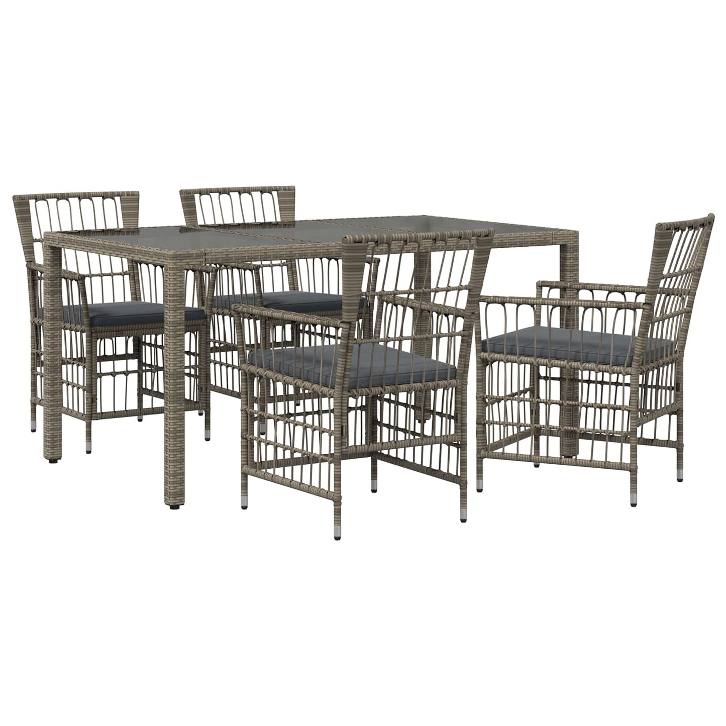 Outdoor-Essgruppe 5 Stk. Grau Poly-Rattan
