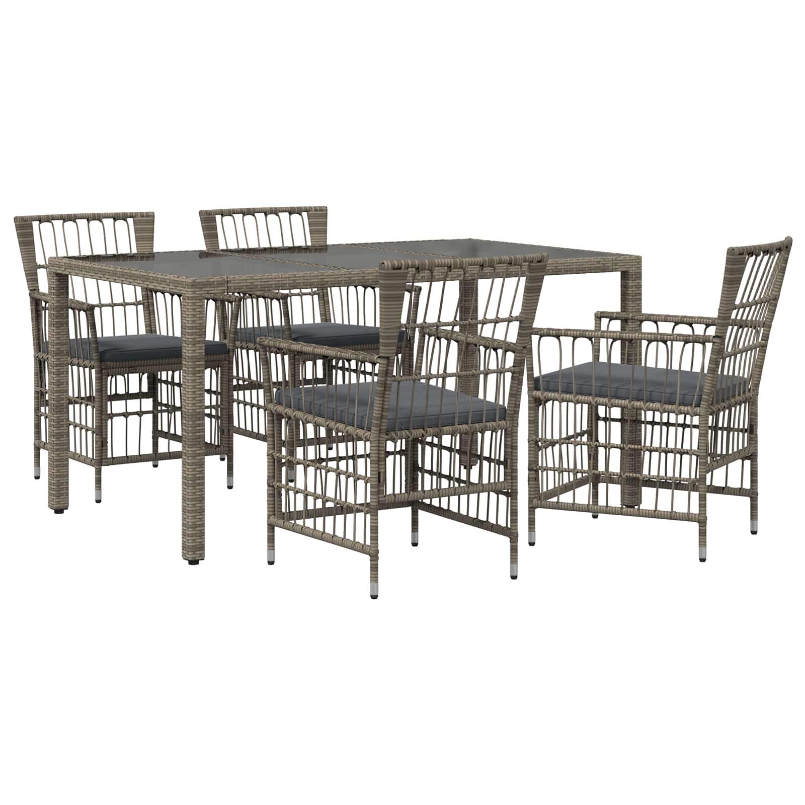 Outdoor-Essgruppe 5 Stk. Grau Poly-Rattan