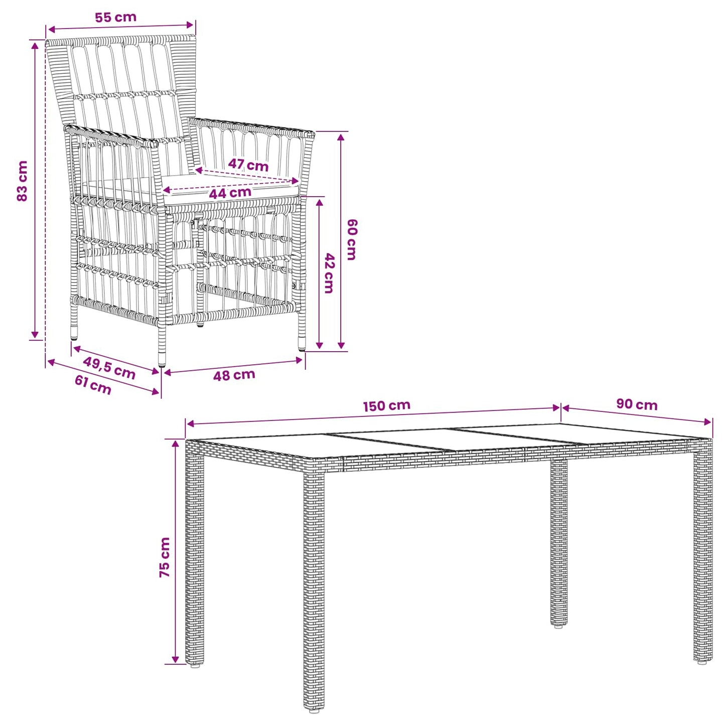 Outdoor-Essgruppe 5 Stk. Grau Poly-Rattan