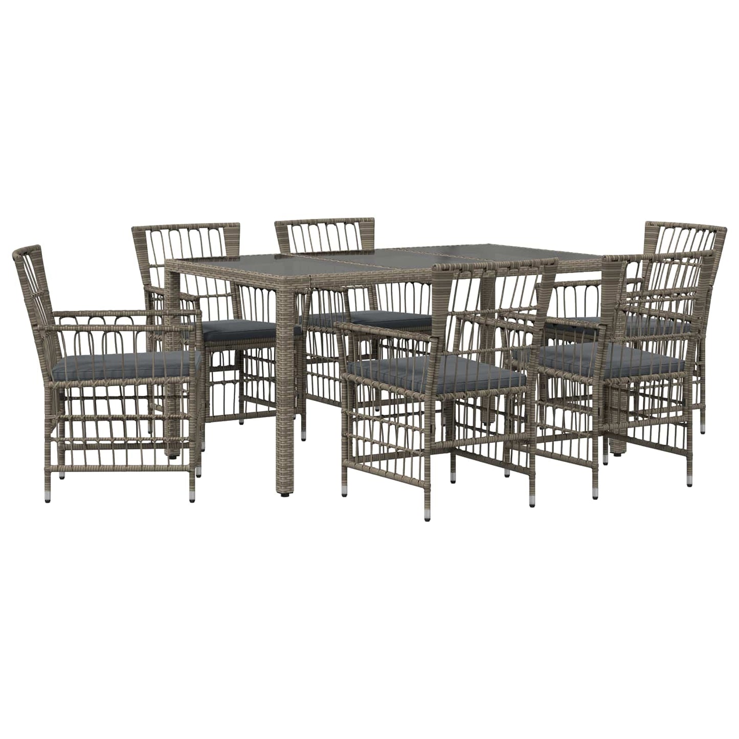 Outdoor-Essgruppe 7 Stk. Grau Poly-Rattan