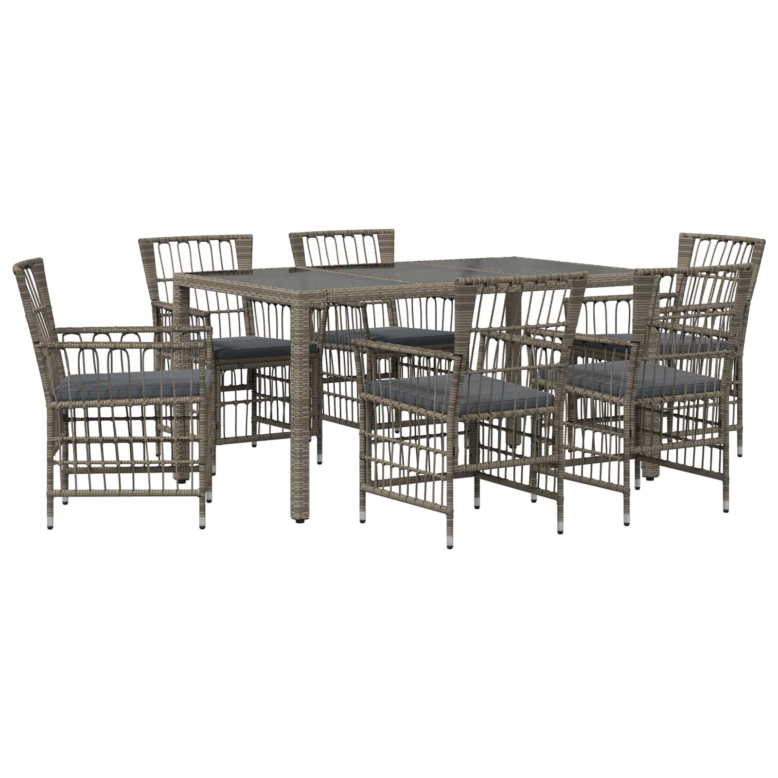 Outdoor-Essgruppe 7 Stk. Grau Poly-Rattan