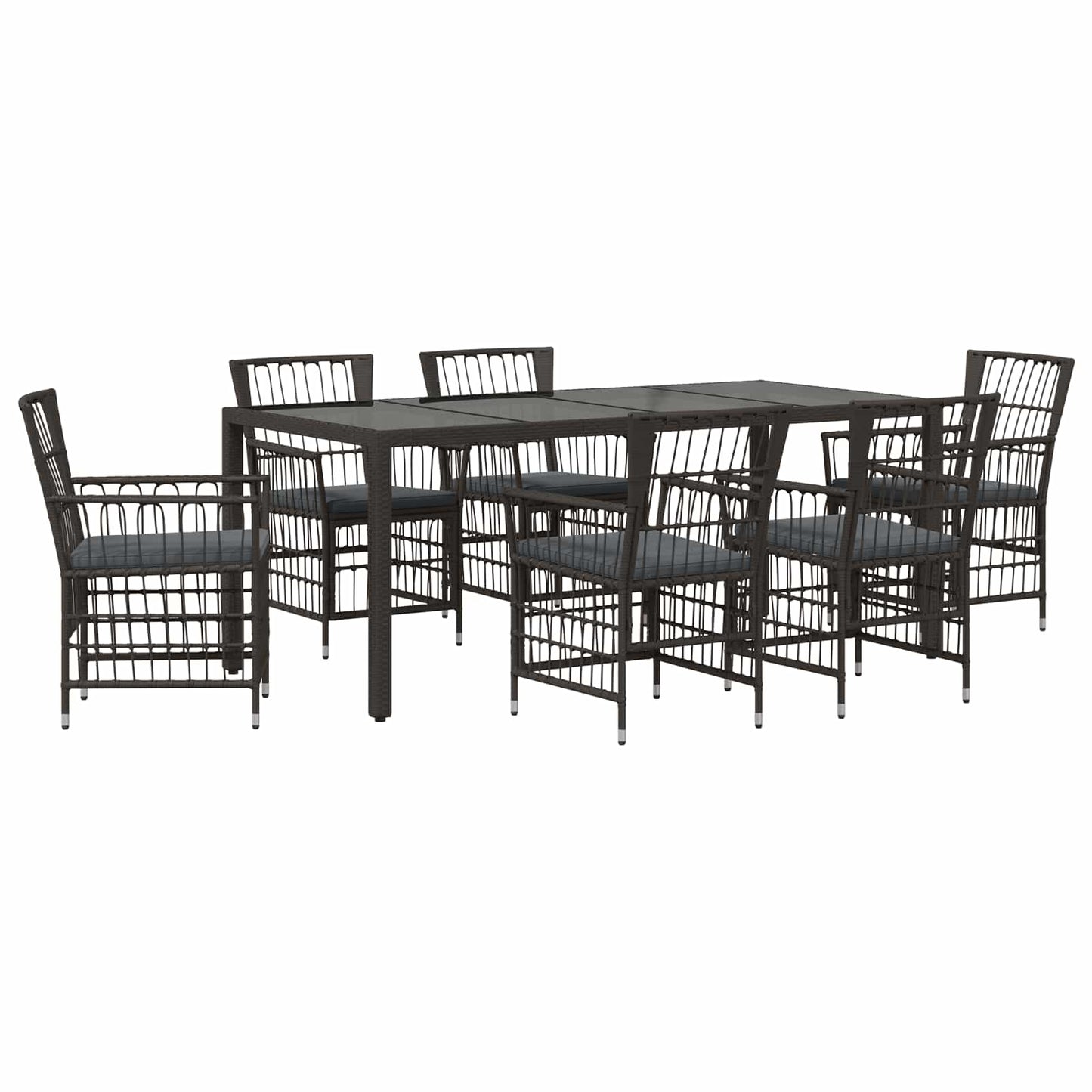 Outdoor-Essgruppe 7 Stk. Schwarz Poly-Rattan