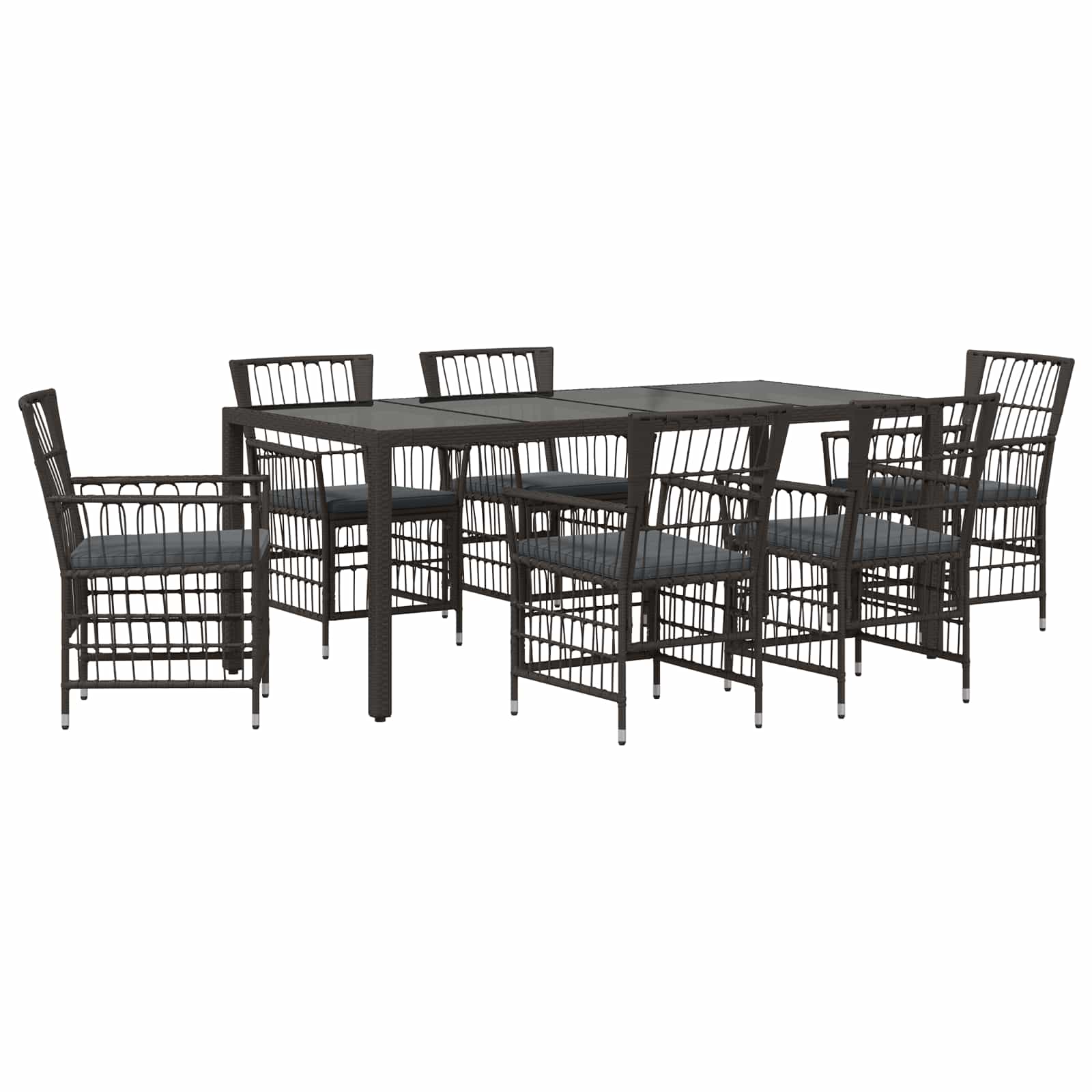 Outdoor-Essgruppe 7 Stk. Schwarz Poly-Rattan