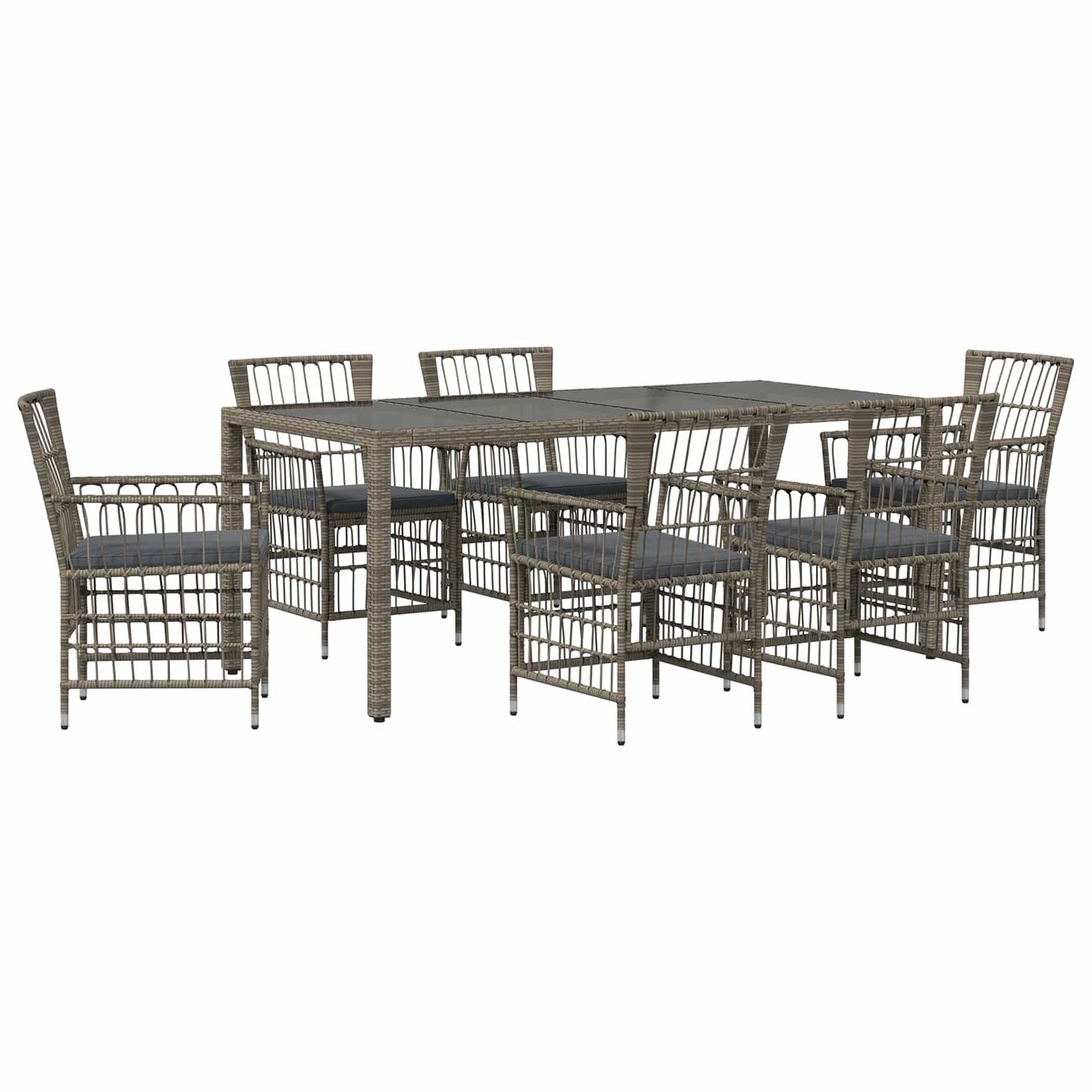 Outdoor-Essgruppe 7 Stk. Grau Poly-Rattan
