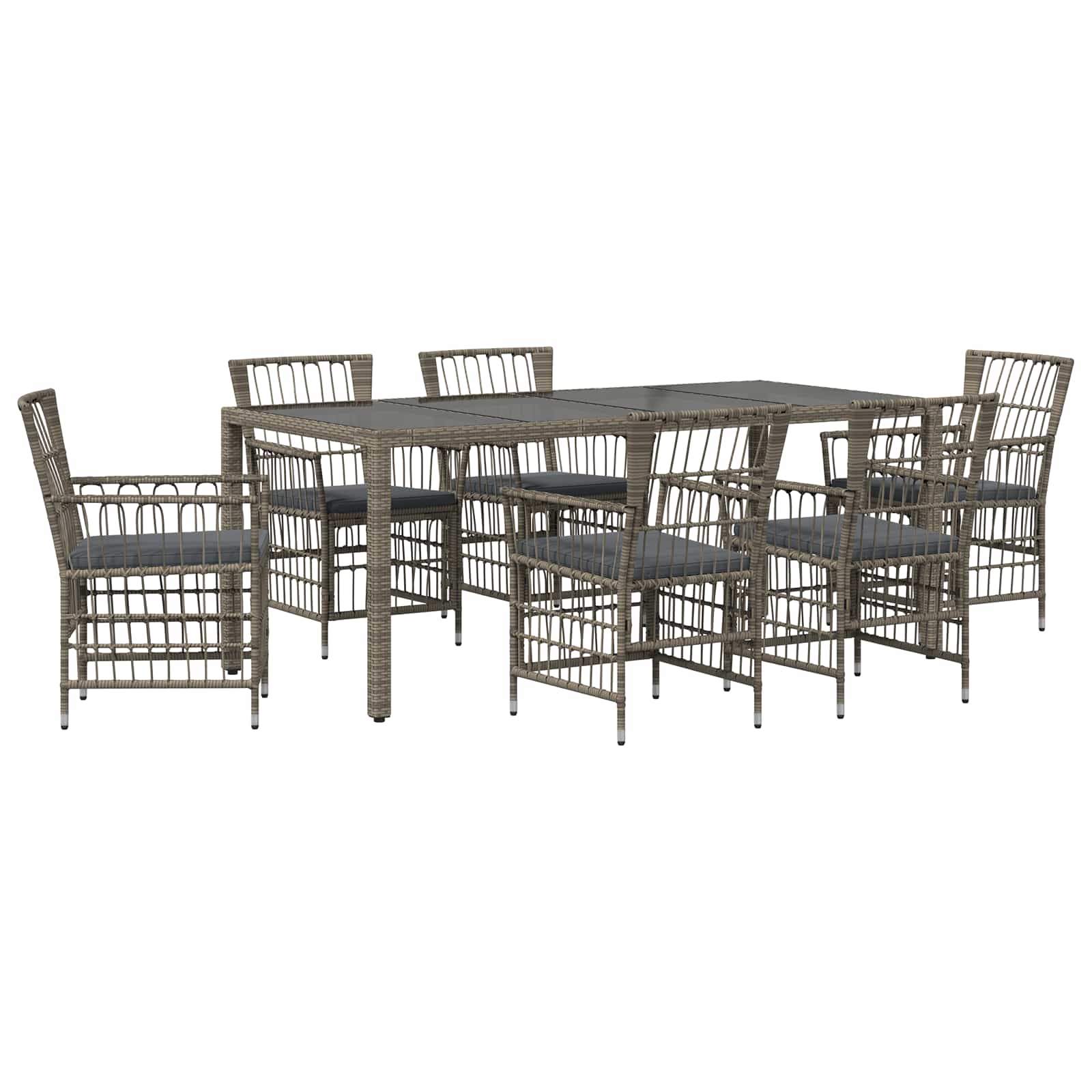 Outdoor-Essgruppe 7 Stk. Grau Poly-Rattan
