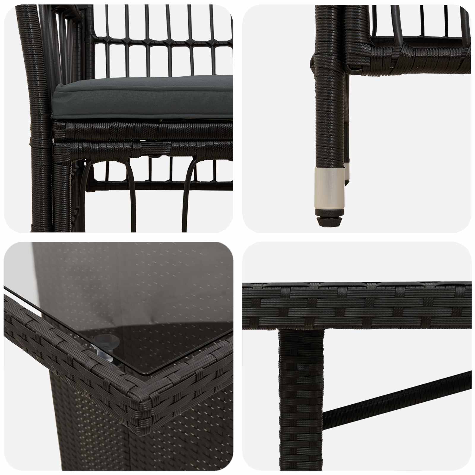 Outdoor-Essgruppe 7 Stk. Schwarz Poly-Rattan