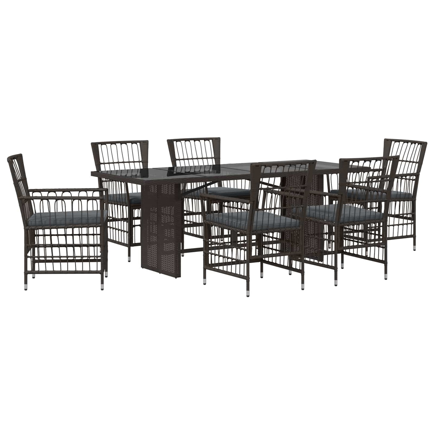 Outdoor-Essgruppe 7 Stk. Schwarz Poly-Rattan