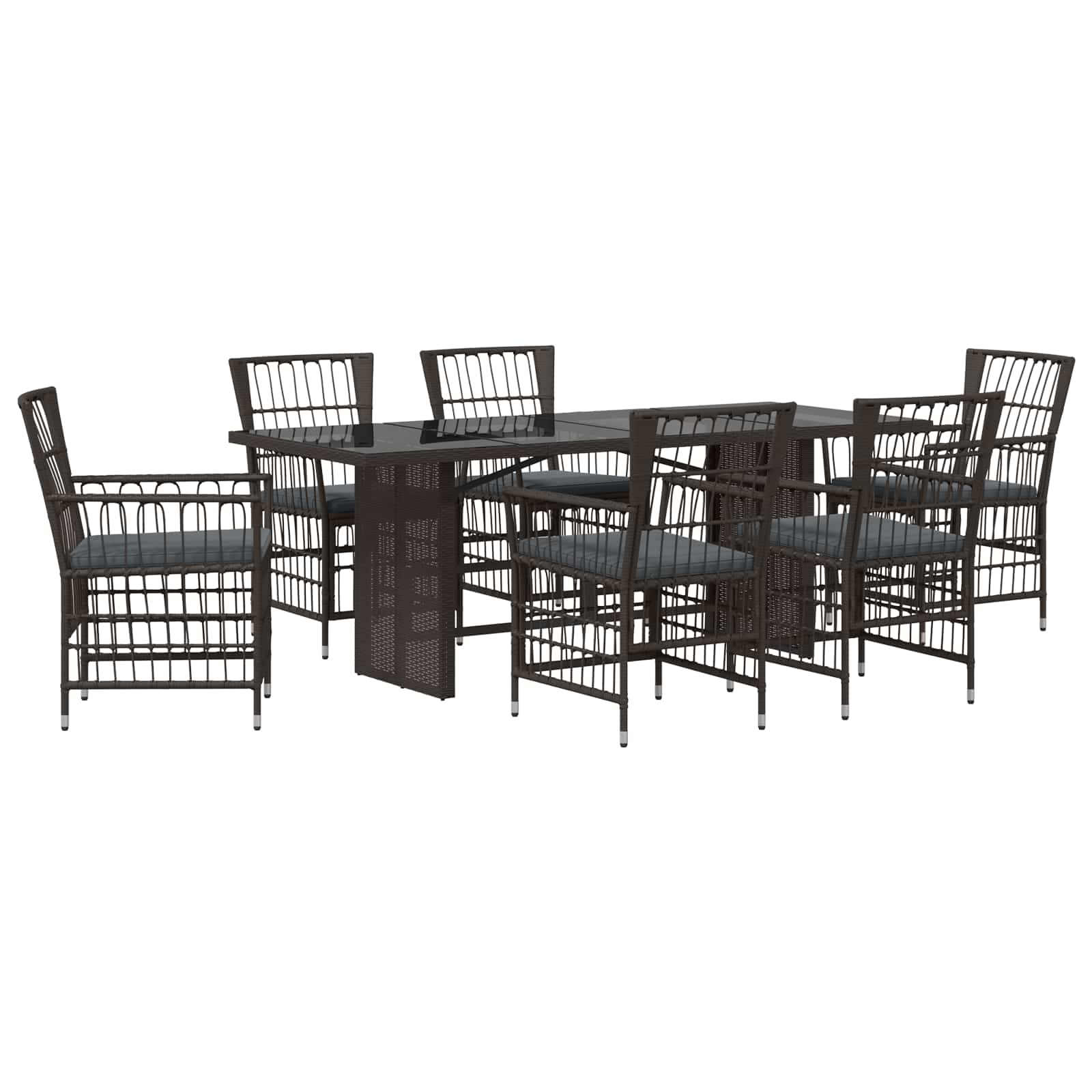 Outdoor-Essgruppe 7 Stk. Schwarz Poly-Rattan