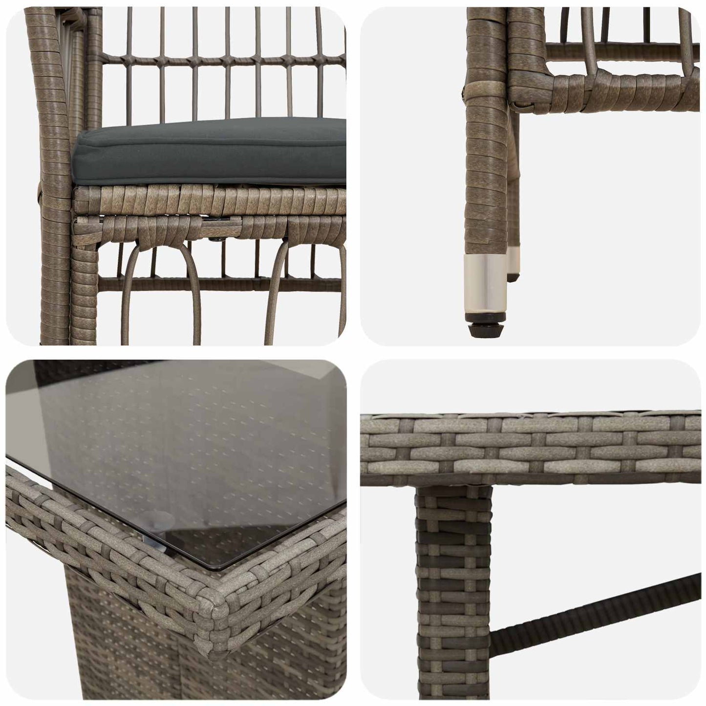 Outdoor-Essgruppe 7 Stk. Grau Poly-Rattan