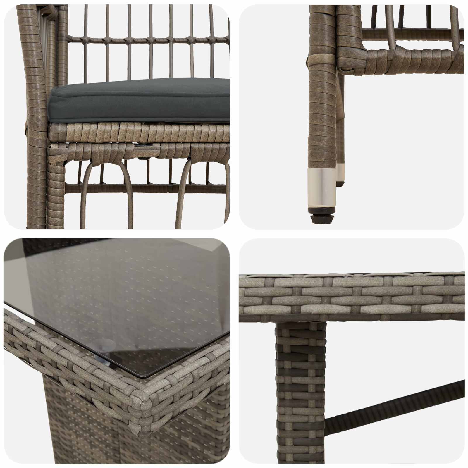 Outdoor-Essgruppe 7 Stk. Grau Poly-Rattan