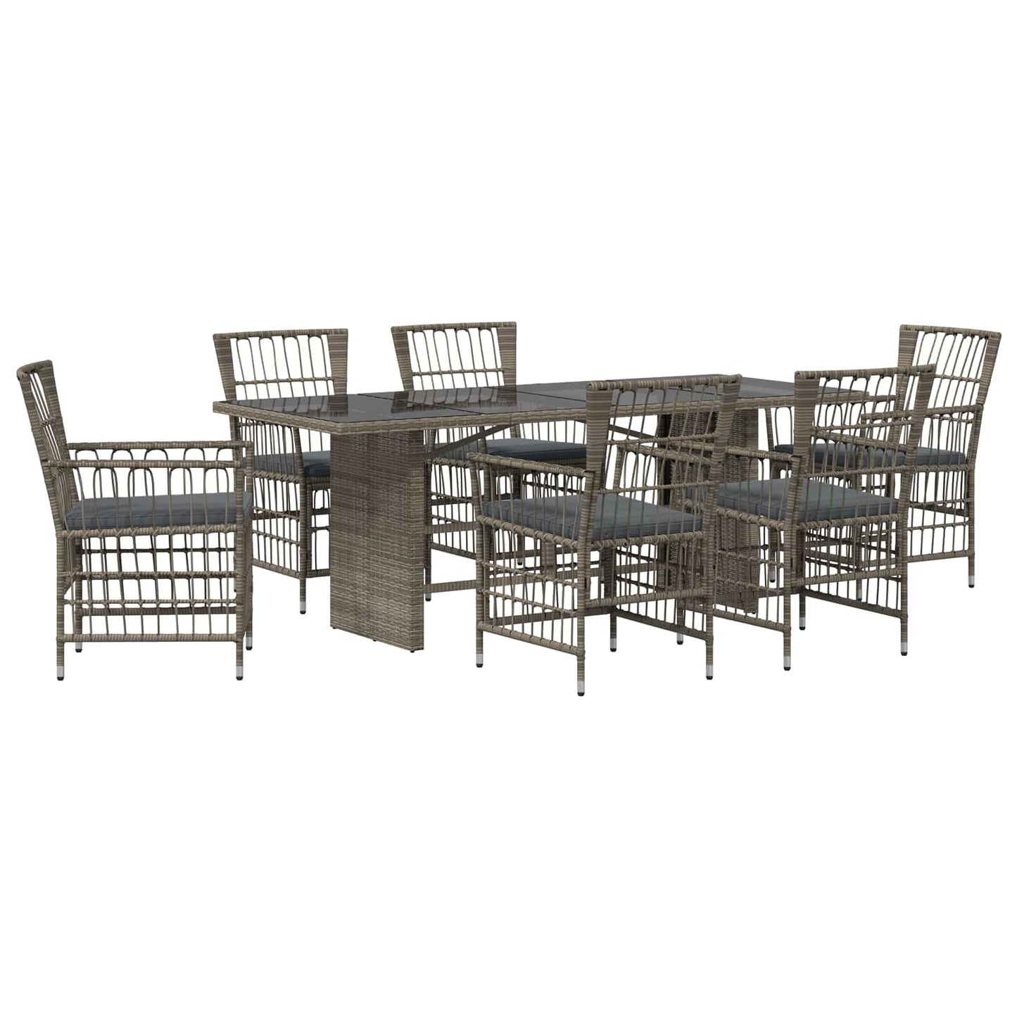 Outdoor-Essgruppe 7 Stk. Grau Poly-Rattan