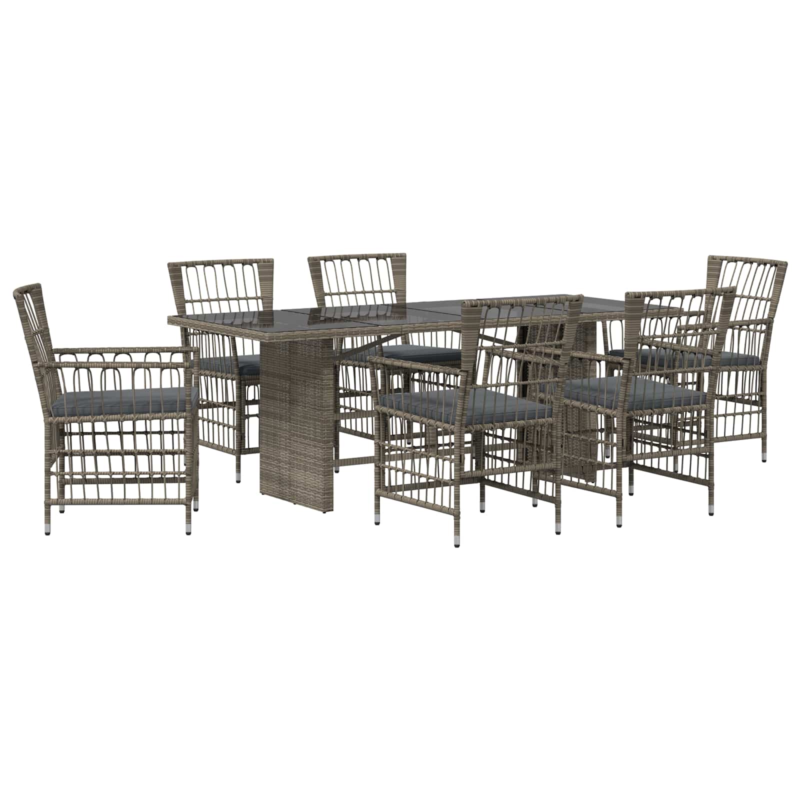 Outdoor-Essgruppe 7 Stk. Grau Poly-Rattan